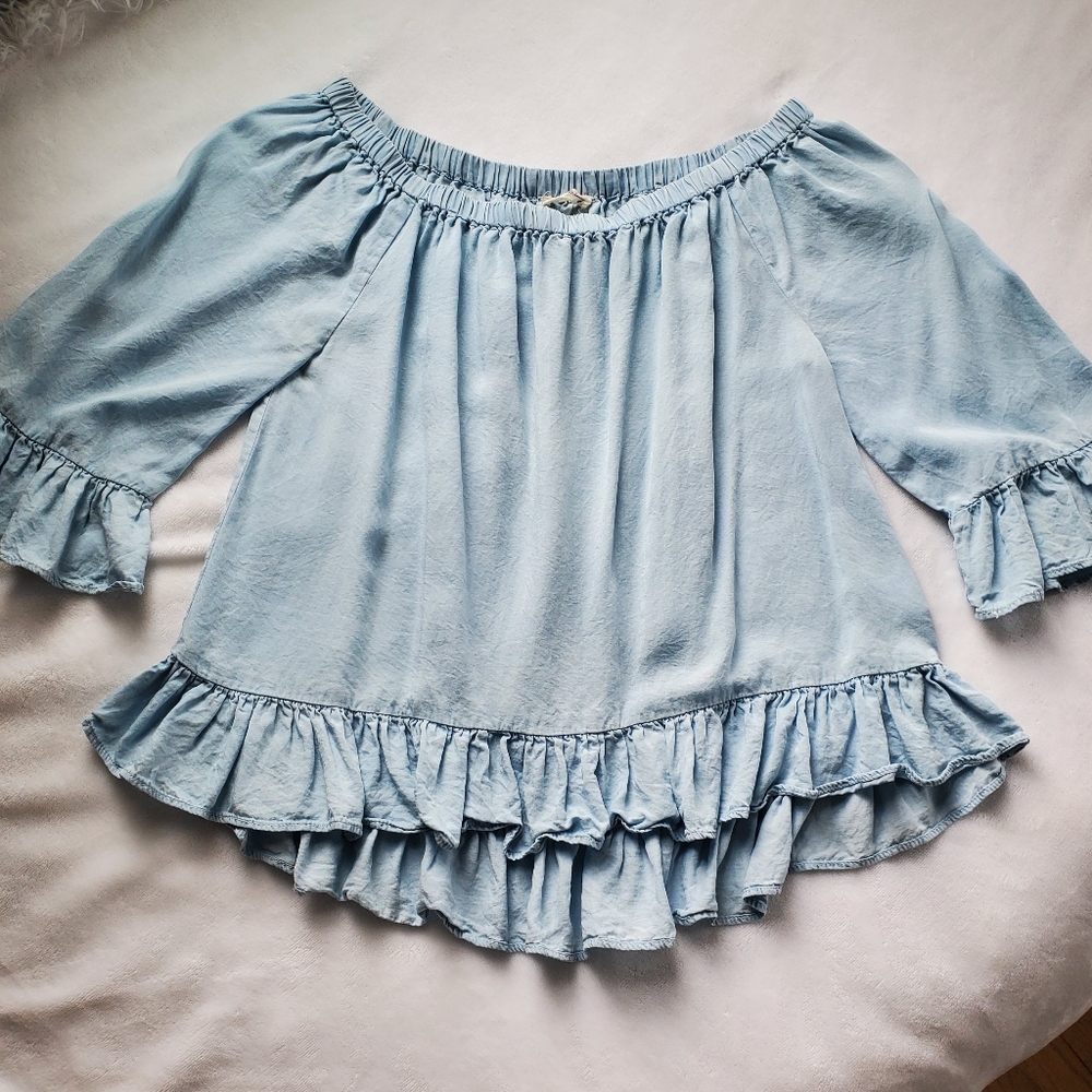 Jane and Delancey Scoop Neck Flowy Peasant Top